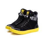 Tenis Sneaker Bawmi Cano Alto Feminino Black/Yellow com Piramide Grafite 