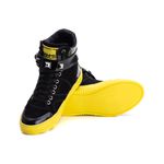 Tenis Sneaker Bawmi Cano Alto Feminino Black/Yellow com Piramide Grafite 