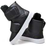 Tenis Vegano Bawmi Cano Alto Feminino Preto com Tiras em Velcro