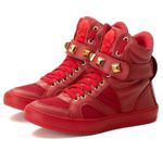 Tenis Sneaker Bawmi Cano Alto Feminino Vermelho com Piramide 