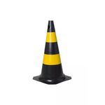 CONE P/SINAL.PLASTICO AMAR./PRETO 75CM PINTADA