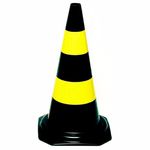 CONE P/SINAL.PLASTICO AMAR./PRETO 50CM PINTADO