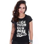 Camiseta Baby Look Feminina Squad T6 Magnata Fuck Gun Free Zone 