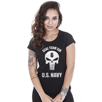 Camiseta Militar Baby Look Feminina Punisher Seal Team