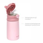 Garrafa Térmica Com Canudo Ursinho 320Ml - Rosa