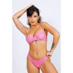 Conjunto de Biquíni Retro Asa Delta - Xadrez Rosa