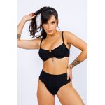 Conjunto de Biquíni Retro Hot Pants - Preto