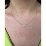 Colar Mini Coração Cravejado Branco Ouro