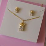 Conjunto Teddy Zircônia Infantil Ouro 
