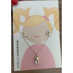 Conjunto Teddy Zircônia Infantil Ouro 