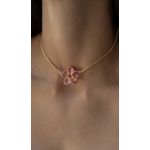 Choker Flor Zircônia Kunzita Ouro