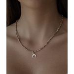 Colar Miçangas Meia Lua Madrepérola Ouro
