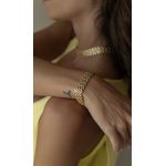 Pulseira Malha Elos Relógio Ouro