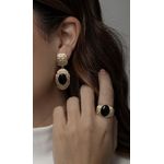 Anel Texturizado Resina Preta Ouro 