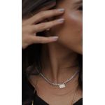 Colar Retângulo Cravejado Ouro