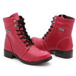 Coturno vermelho Feminino Militar Motoqueiro Botinha Bota 