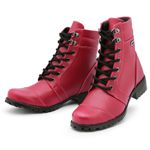 Coturno vermelho Feminino Militar Motoqueiro Botinha Bota 