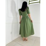 vestido linho verde militar