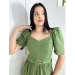 vestido linho verde militar