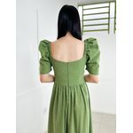 vestido linho verde militar