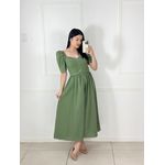 vestido linho verde militar