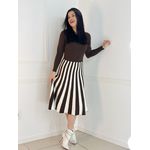 Vestido Tricô Modal Marrom/Branco
