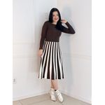 Vestido Tricô Modal Marrom/Branco
