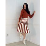 vestido tricô Telha/Branco