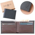 Carteira Masculina Horizontal Couro Legítimo Cor Preta e Marrom