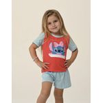 PIJAMA INFANTIL FEMININO - STITCH LAÇO CEREJA