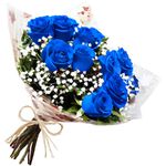 Buquê Tradicional com 12 Rosas Azuis