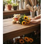 Buquê de Girassol com Urso de Pelúcia – 6 Unidades