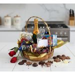 Cesta com Champanhe, Chocolates 