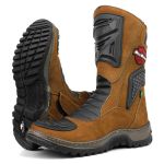 Bota Motociclista Strom 4000 Couro Legítimo-Caramelo