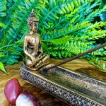 Incensário Vareta Castiçal Buda Tibetano + 1 Caixa de Incenso de Brinde
