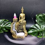 Incensário Cascata Buda Tibetano Pequeno + 5 incenso cascata de brinde. 