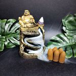Incensário Cascata Buda Chines Pequeno + 5 incensos cone de Brinde.