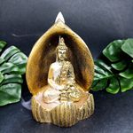 Incensário Cascata Gruta Buda Hindu Meditando + 5 incensos cone de Brinde.