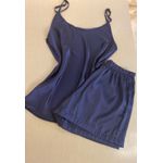 Short Doll Azul Marinho Sem Rendas