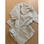 Conjunto Curto Babadinho Listrado Azul