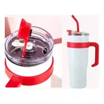 Copo Caneca Térmico Aço Inox 1,2l Alça Canudo Inox Blogueira Liso Degrade