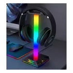 Suporte Fone De Ouvido Headset Efeitos Rgb Com Porta Usb Cor Da Luz Rgb Digital