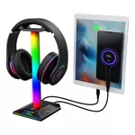 Suporte Fone De Ouvido Headset Efeitos Rgb Com Porta Usb Cor Da Luz Rgb Digital