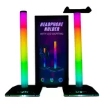 Suporte Fone De Ouvido Headset Efeitos Rgb Com Porta Usb Cor Da Luz Rgb Digital