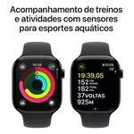 Apple Watch Series 10 GPS • Caixa preta brilhante de alumínio – 46 mm • Pulseira esportiva preta