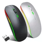 Mouse Sem Fio Wireless Recarregável Led Rgb 2.4ghz Cor Preto
