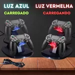 Carregador 2 Controles Ps4 Playstation 4 Duplo Base Dock Led