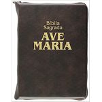 BIBLIA AVE MARIA - ZÍPER MARROM 