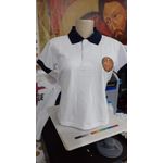 CAMISA MEDALHA DE SÃO BENTO BORDADA POLO BRANCA (BABY LOOK)