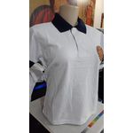 CAMISA MEDALHA DE SÃO BENTO BORDADA POLO BRANCA (BABY LOOK)